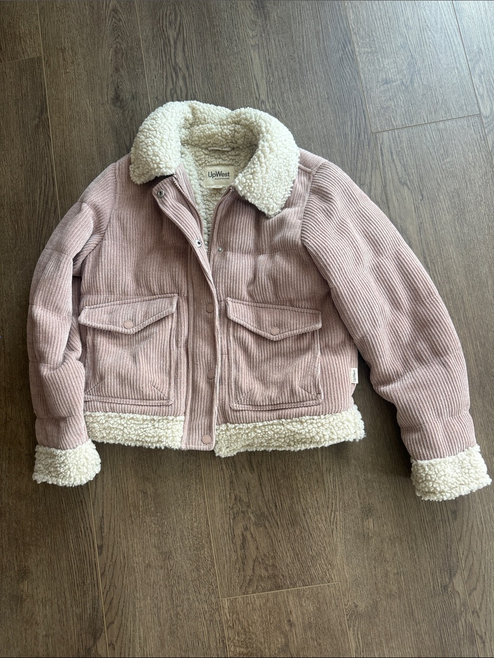UpWest Pink Corduroy Sherpa-Lined Jacket size XS